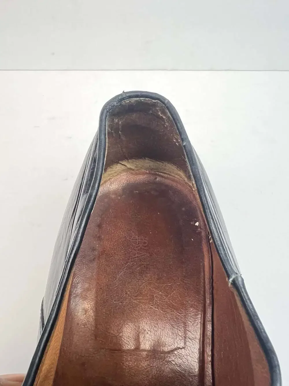 Vintage  Men's Black Lizard Embossed Leather Slip-On Dress Shoes Size 9.5M